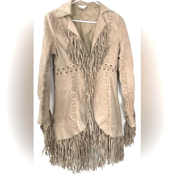Wet Seal Vintage Suede Fringe Jacket 🤠 Boho Western Cowgirl Festival Coat Rare - Picture 1 of 10